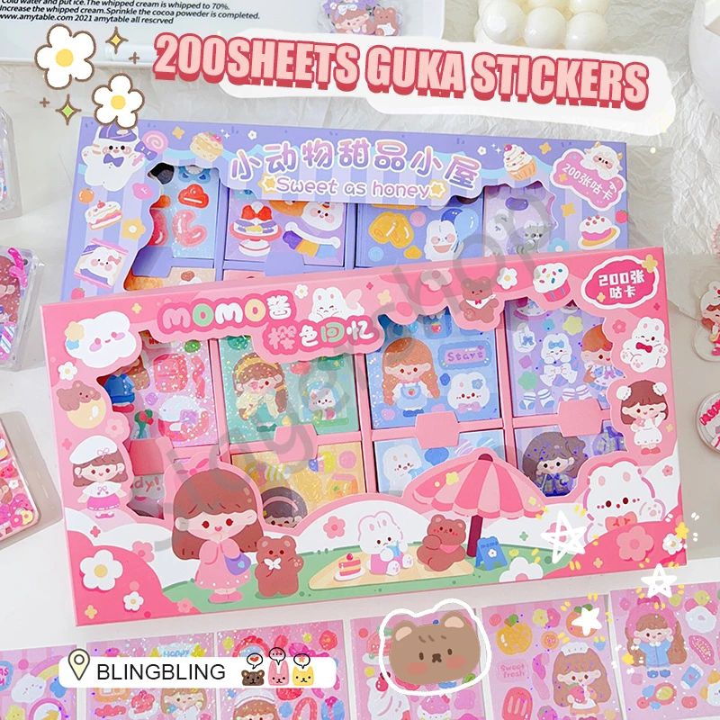 

Isi 200 pcs sticker momo waterproff/satu box isi 200 lembar sticker