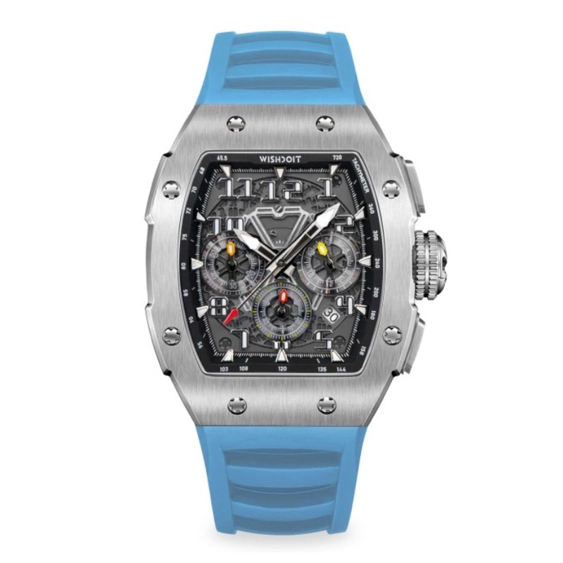 Wishdoit GT Chrono Silver Blue watch (blue Strap)