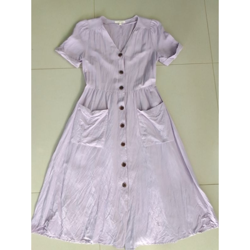 dress lilac plastic island full kancing