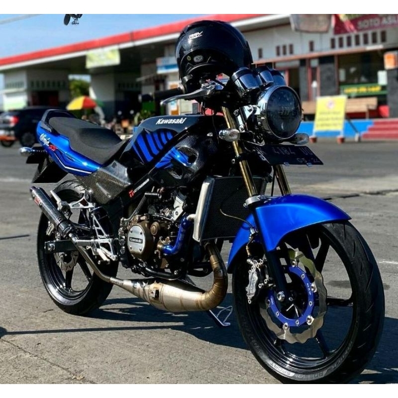 STRIPING KAWASAKI NINJA SS TAHUN 2015 HITAM BIRU MOTIF ZEBRA