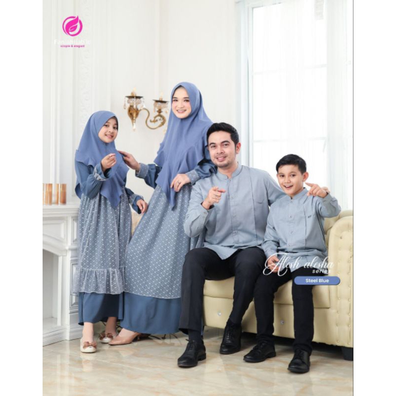 Sarimbit Alesh Alesha Steel Blue by Fania Hijab / sarimbit Fania hijab 2024