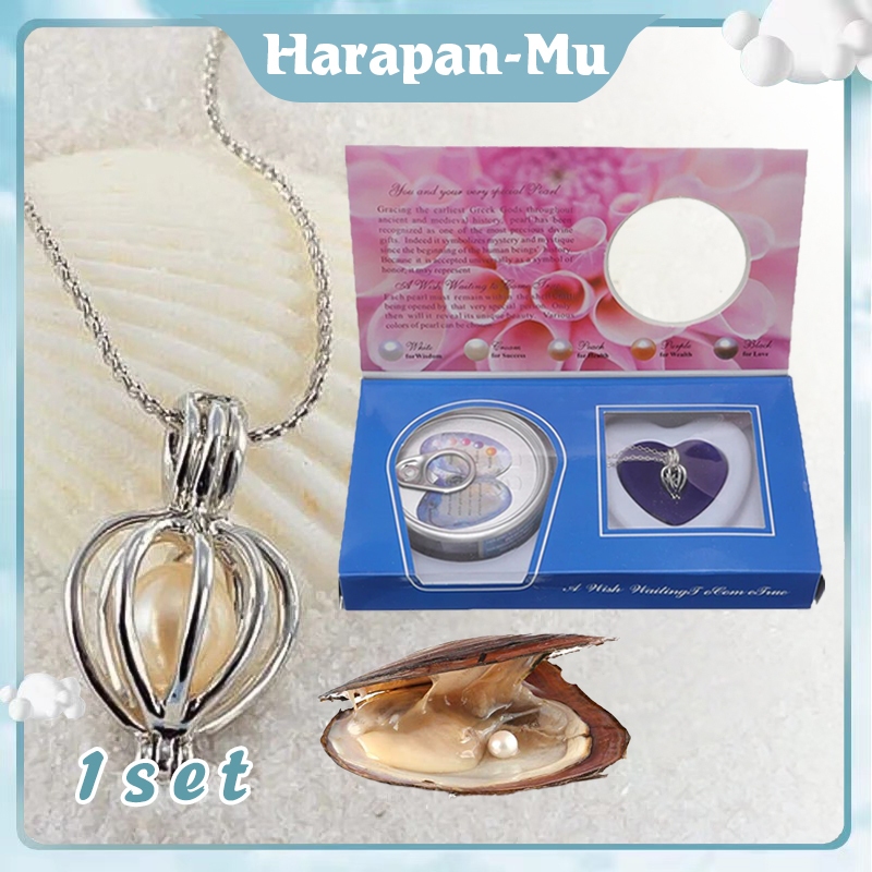 Kalung Mutiara Kerang Asli Pearl Necklace Kalung Liontin Kerang Mutiara Gantungan Kunci Mutiara