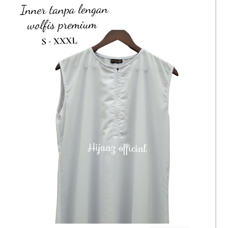 Gamis inner tanpa lengan wolfis premium warna putih hitam XXXL