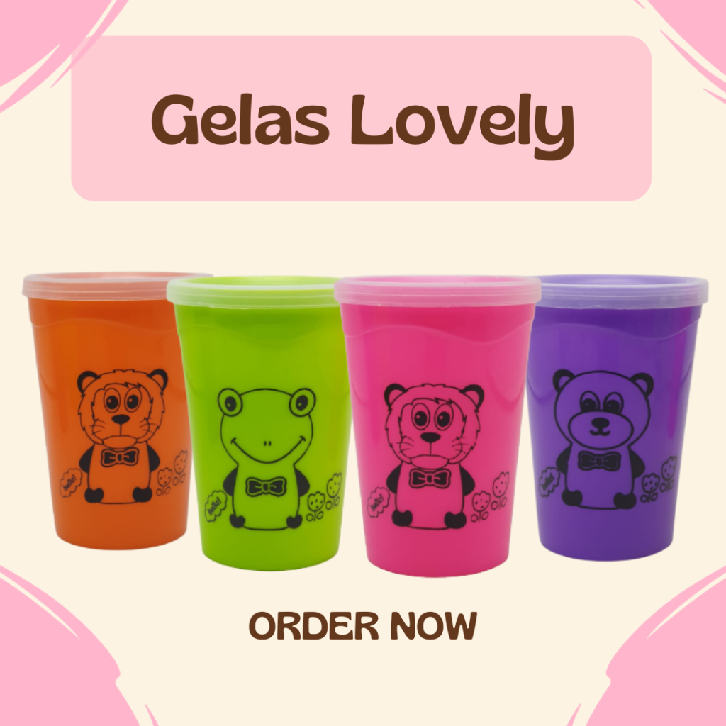 Gelas minum anak Lovely  gelas plastik anak murah 300ML | souvenir ulang tahun