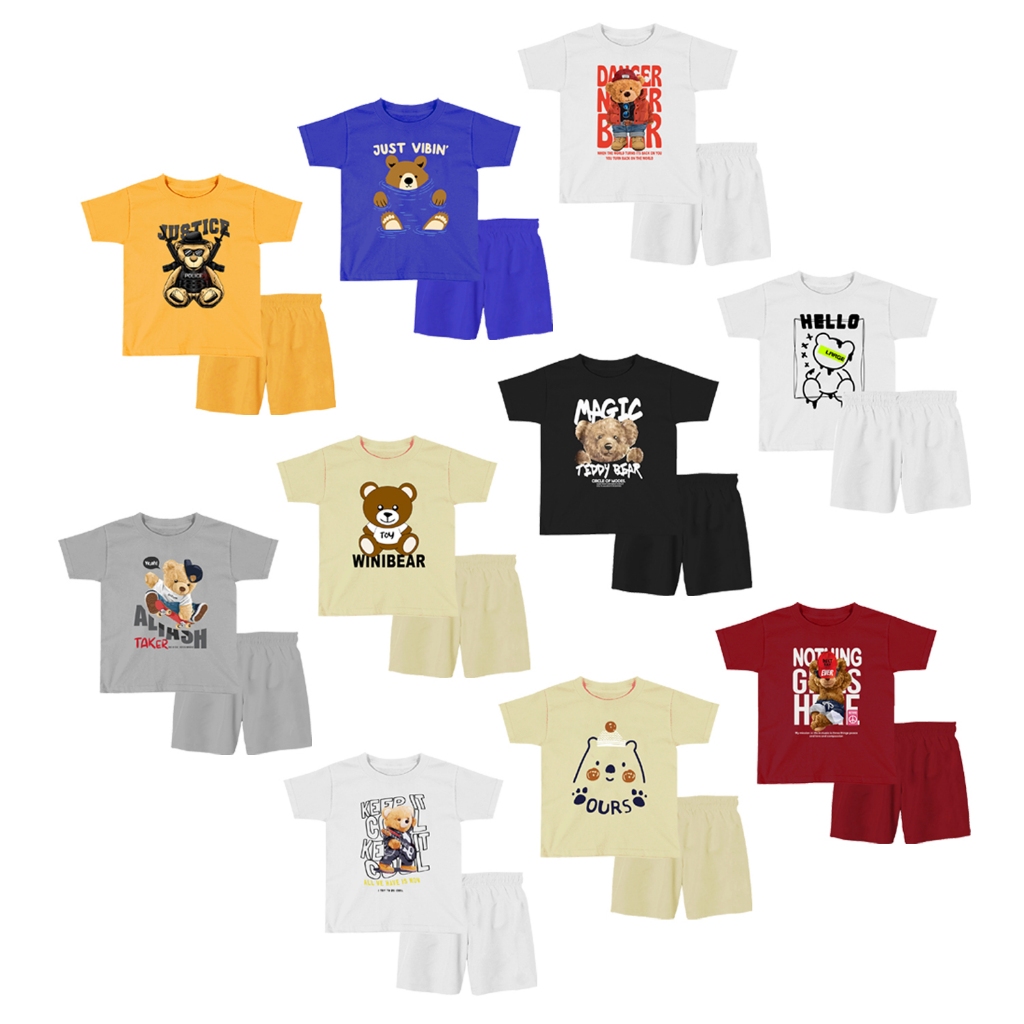 Setelan Kaos Anak / Stelan Baju Celana Anak LAKI-LAKI & PEREMPUAN Katun Combed Unisex Distro Anak Be