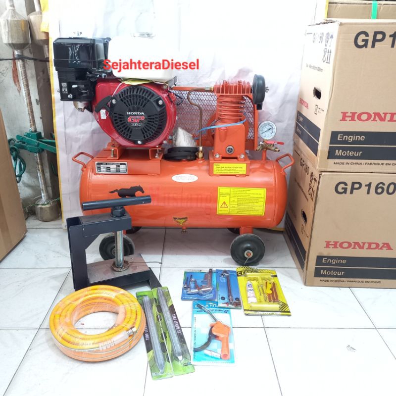 Kompresor  MUSTANG 1/4HP +Mesin Bensin HONDA GP160