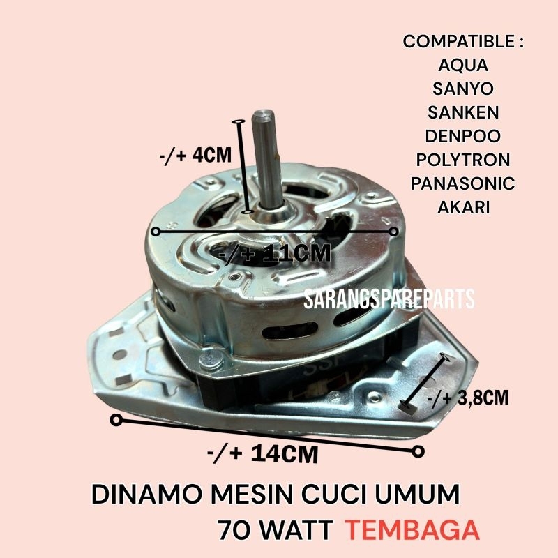 DINAMO PENGERING MESIN CUCI 70 WATT / DINAMO PENGERING DENPOO SANYO AQUA MESIN CUCI 2 TABUNG / MESIN