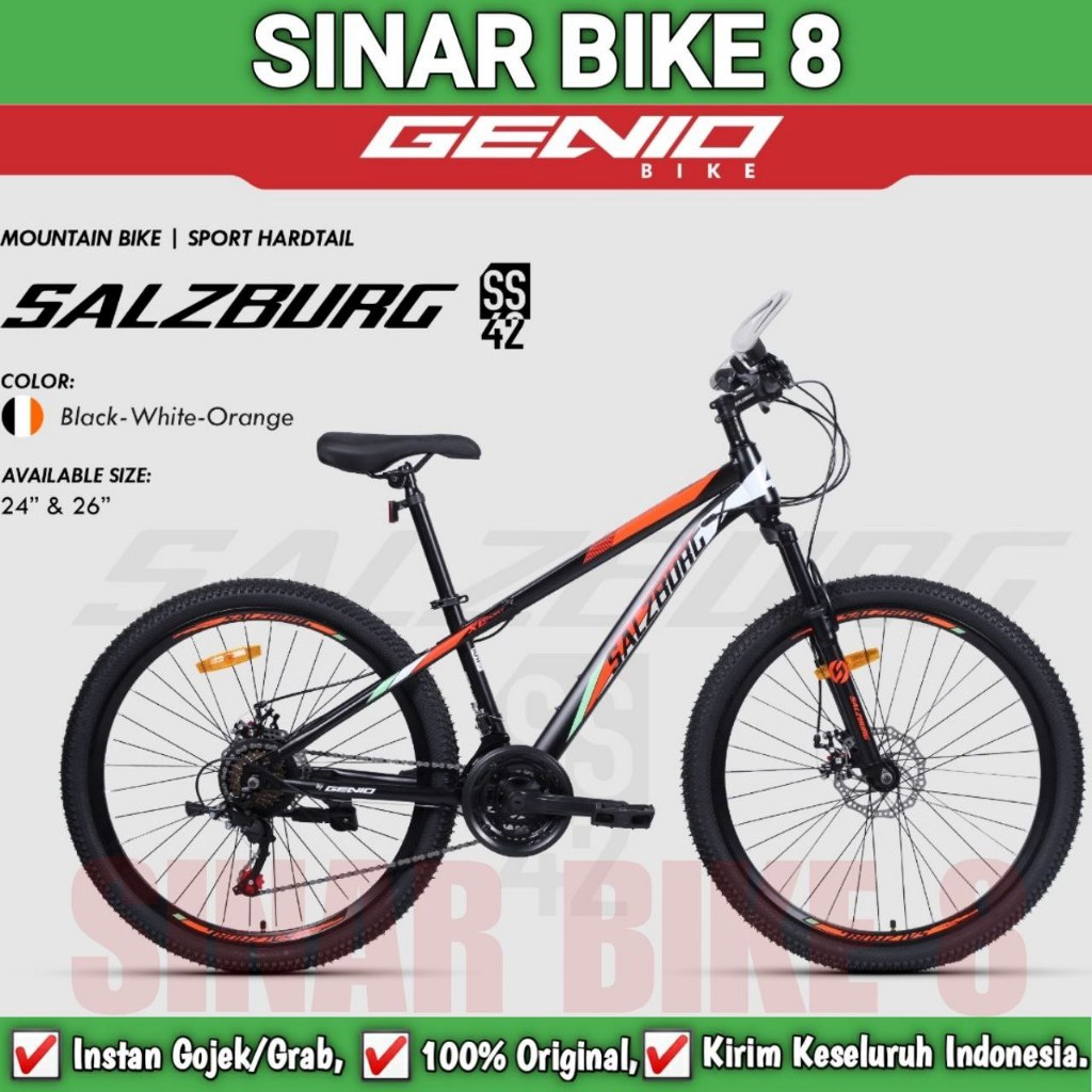 Sepeda Gunung MTB GENIO SALZBURG SS 42 Ukuran 24 & 26 Inch 24 Speed