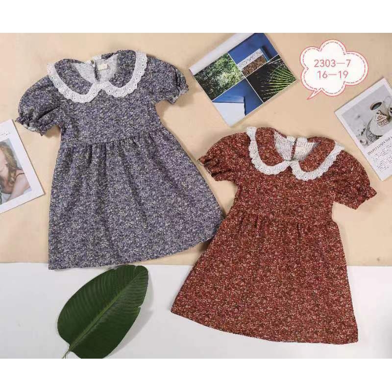 Dress Bunga Vintage Anak Perempuan Bangkok Korean Style Premium Import