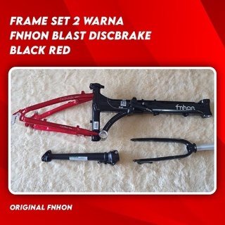 Frame Set Fnhon Blast 20 inch Discbrake Aluminum 2 Warna Black Red Sepeda lipat Merah hitam tanpa Ha