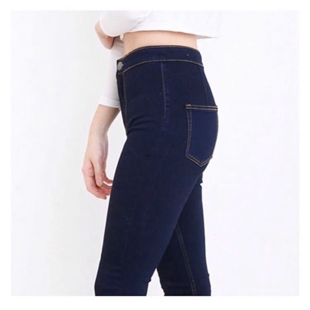 JSK 1904 Highwaist NAVY / BIRU DONGKER celana wanita hw pinggang karet biru navy biru tua bigsize ju