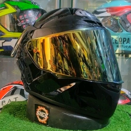 kyt tt course black glossy paket ganteng visor iridium gold original kyt