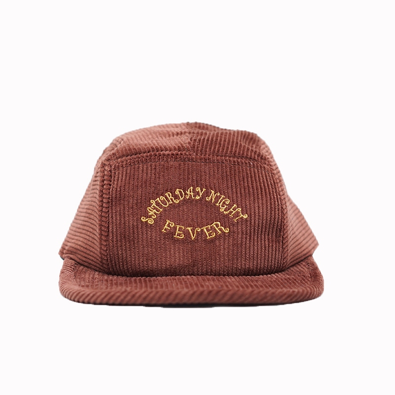 Arenji Topi Snapback 5 Panel Corduroy Burgundy I Visor Pendek