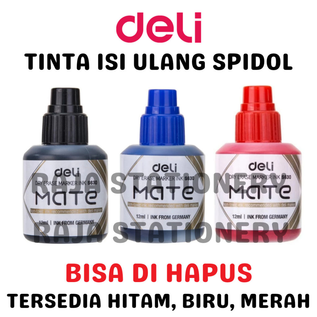 

Deli REFILL WHITEBOARD Marker BLACK BLUE RED / ISI Ulang Tinta SPIDOL PAPAN TULIS HITAM BIRU MERAH DELI S630
