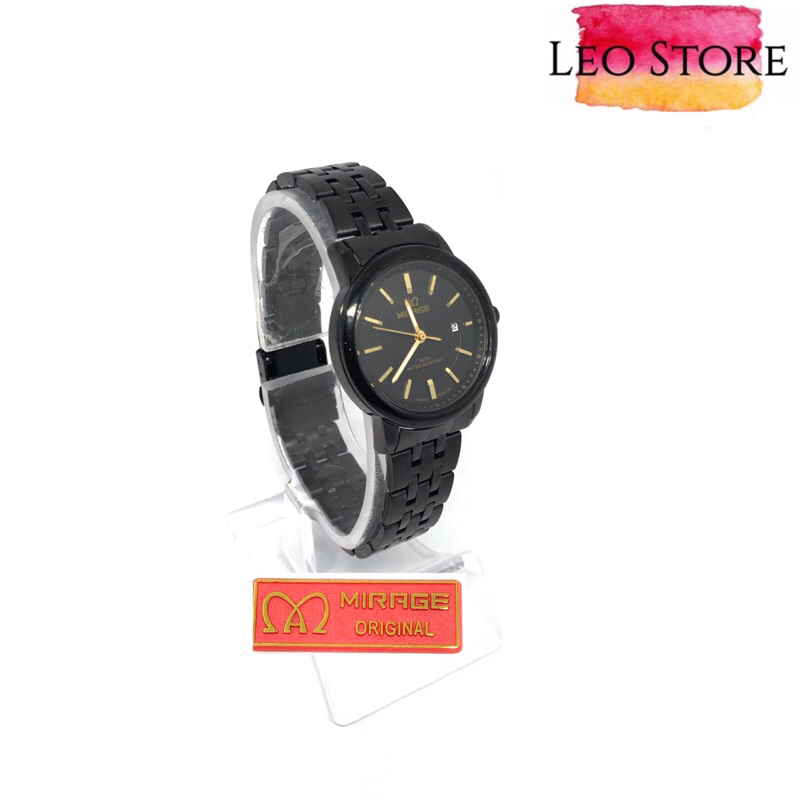 JAM TANGAN MIRAGE A27(8784)BRP-L ORIGINAL JAM TANGAN SIZE KECIL ADA TANGGALDENGAN RANTAI HITAM DESIG