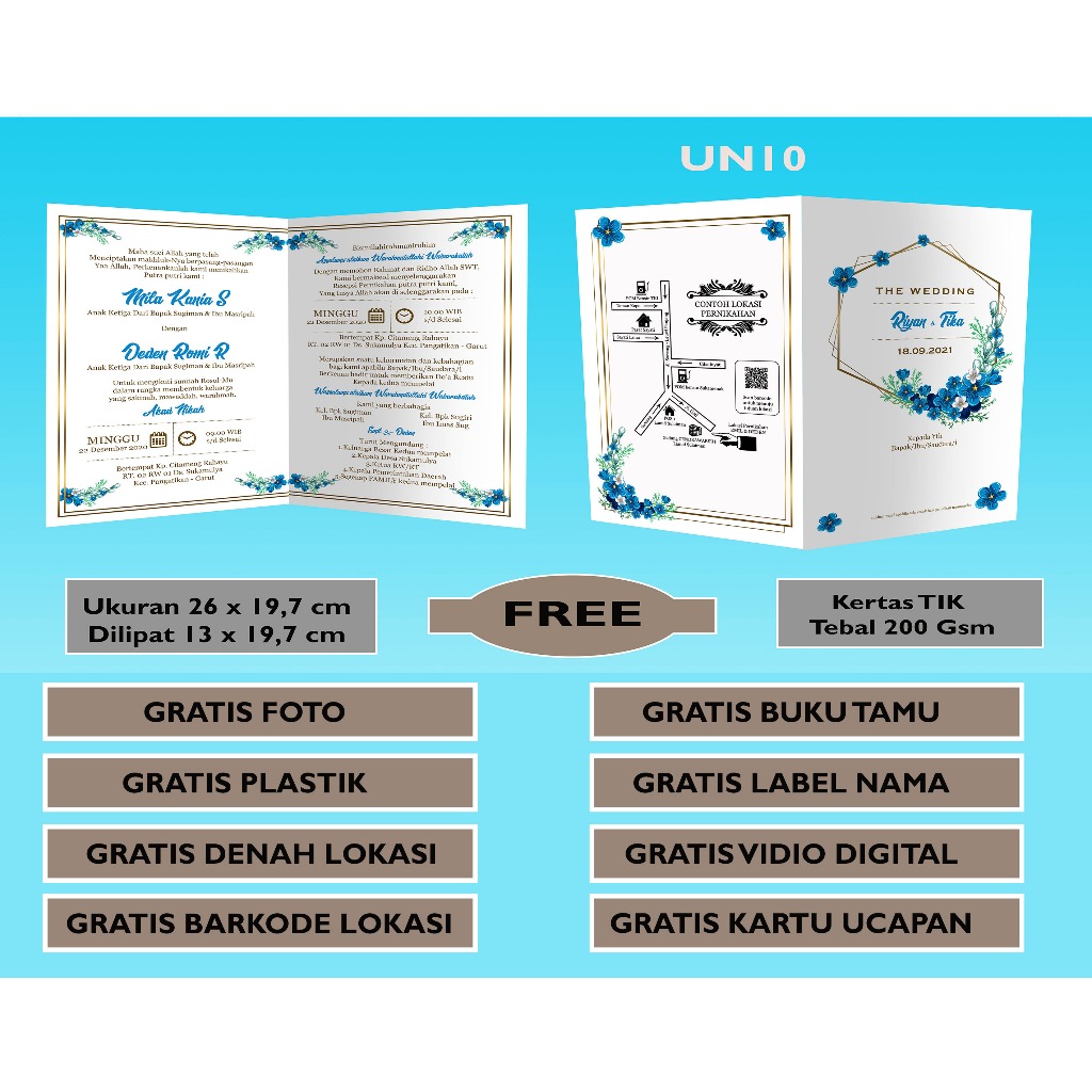 undangan pernikahan / undangan nikah UN002 undangan sunat, khitanan  simple unik min order 50 pcs