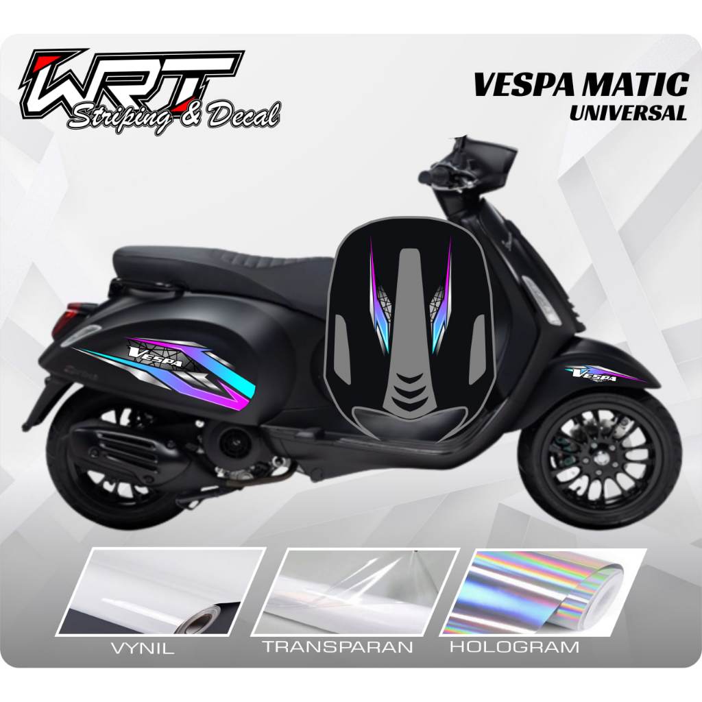 Striping Stiker Transparan Vespa Matik/Sprit/LX/Universal Rainbow