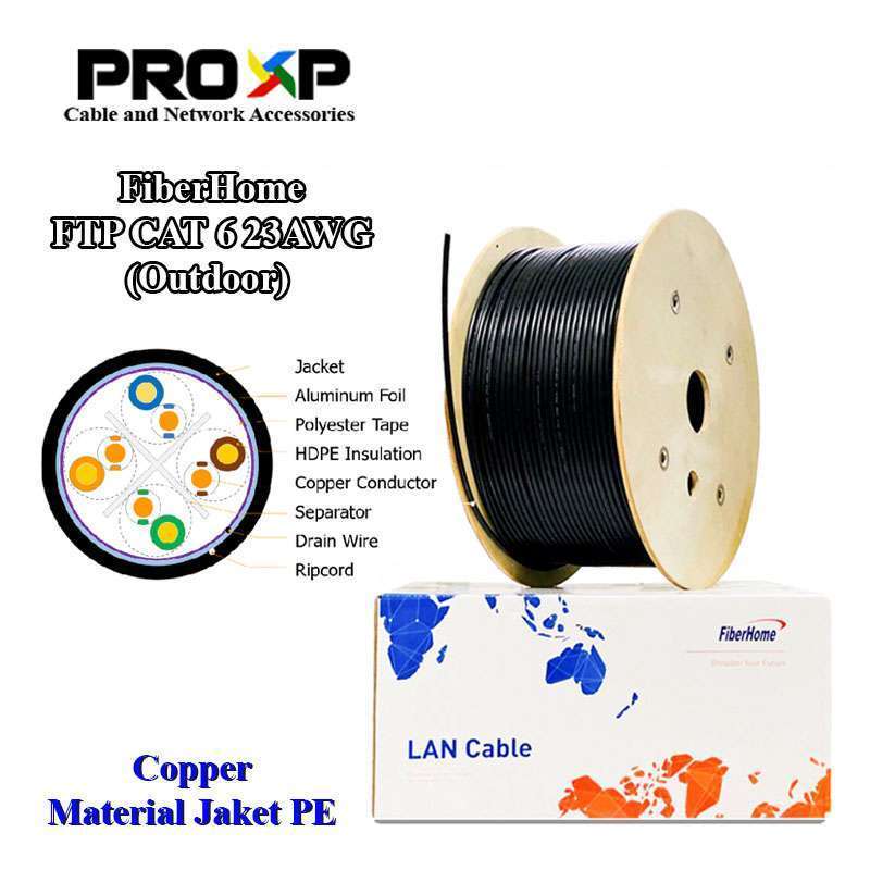 Proxp - Fiberhome FTP Cat6 24AWG,PE Outdoor, Black