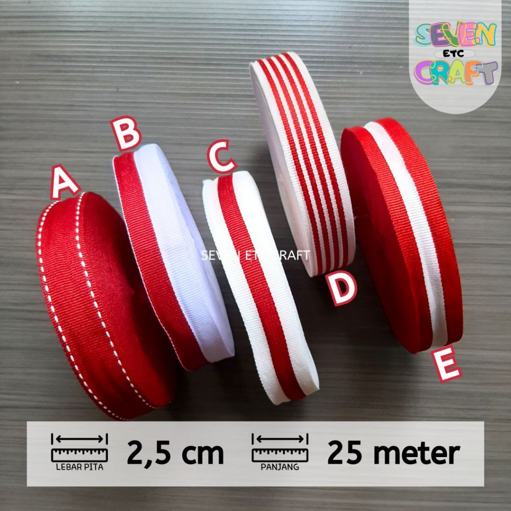 

Pita Bis Polyester Merah Putih 2,5 cm