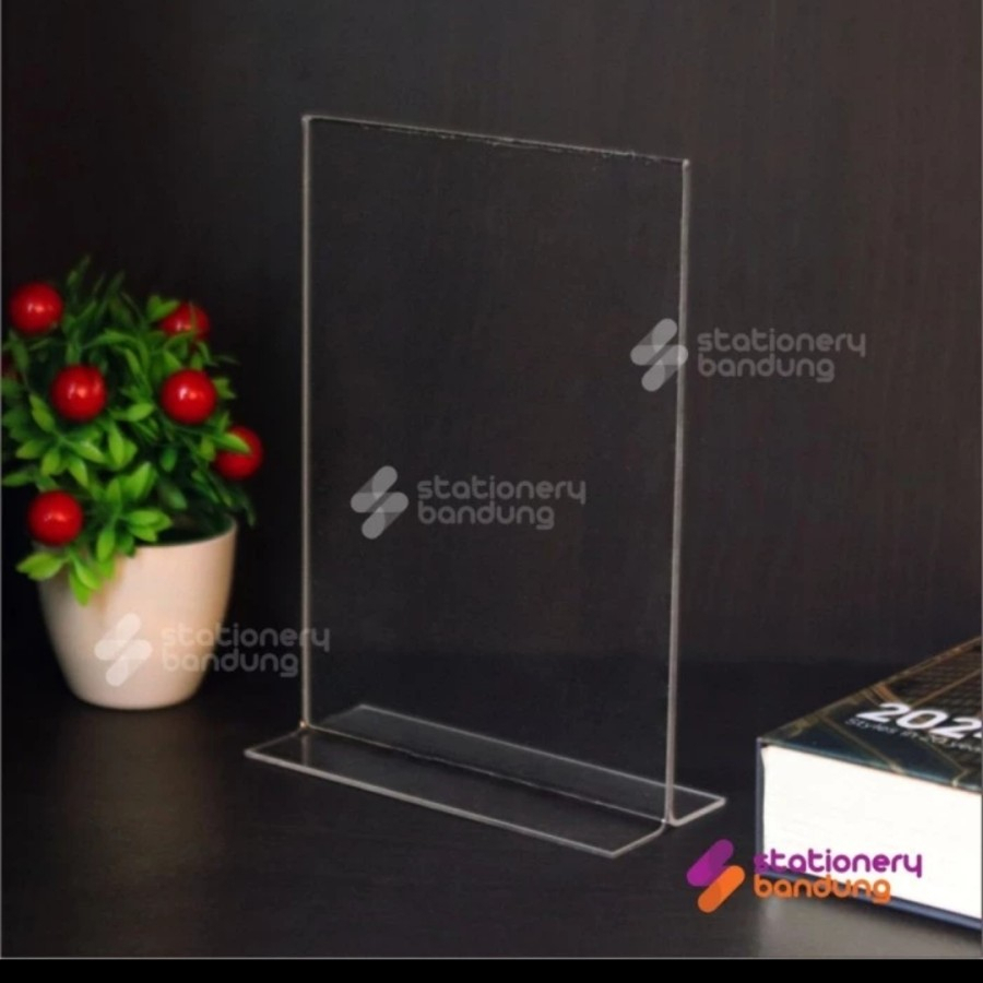 Standing Menu Mika Akrilik Acrylic Bening Awet Kuat Tebal Ukuran A6 15x10x5CM Rak Storage Keeper Tem