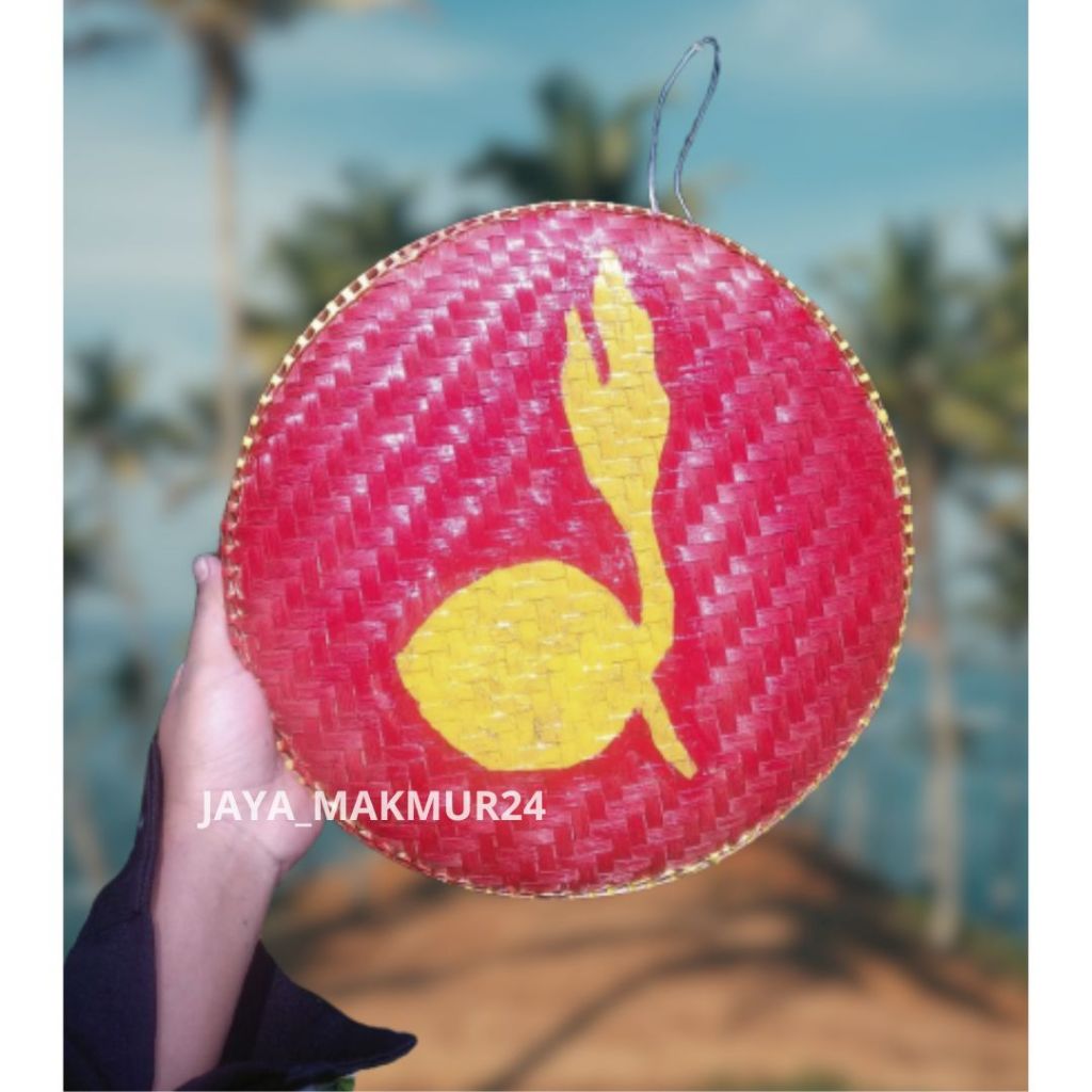 Tampah Lukis Dekorasi  Motif Tunas Kelapa / Tampah Tambir Kecil D.30 Cm
