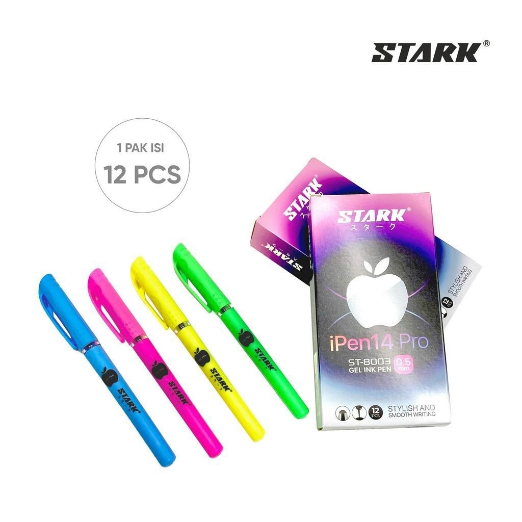 

Pulpen Gel Ipen14 pro Stark 1 pack isi 12 pcs Pen tinta hitam Anti Bocor sekolah kantor