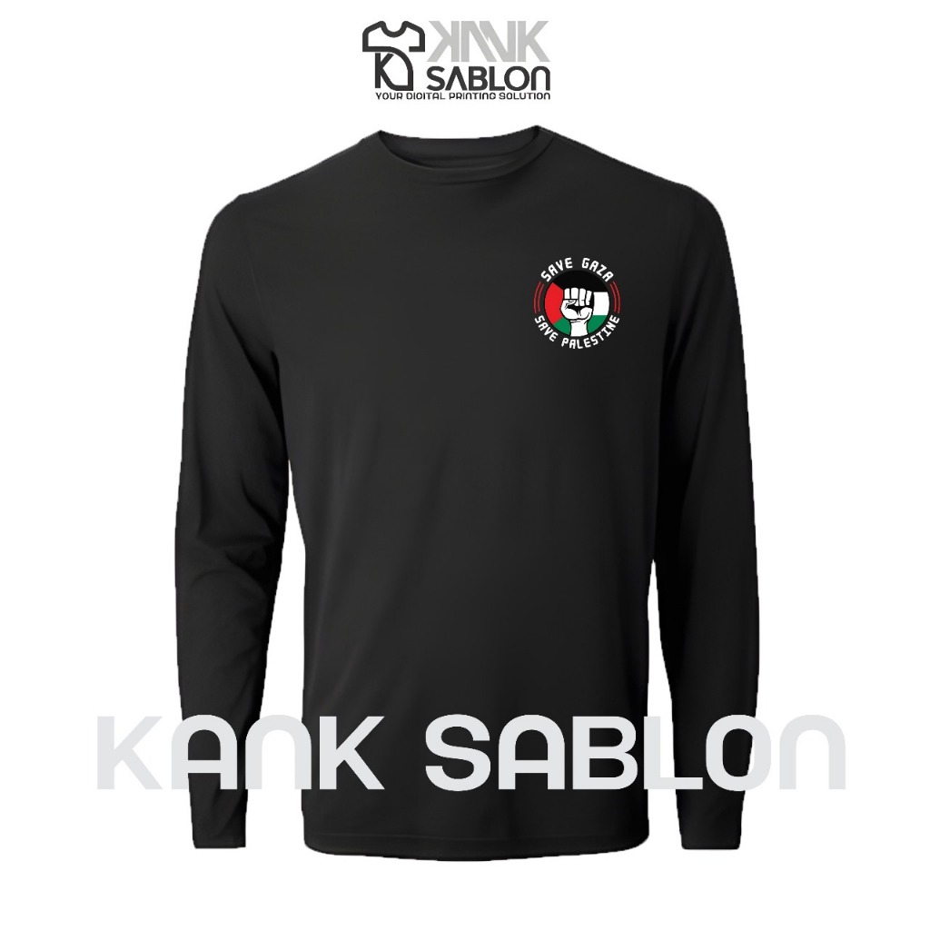 TYPE 20 - BANYAK GAMBAR - Baju Tshirt Kaos panjang palestine - Longsleeve Save Gaza - Kaos Save Pale