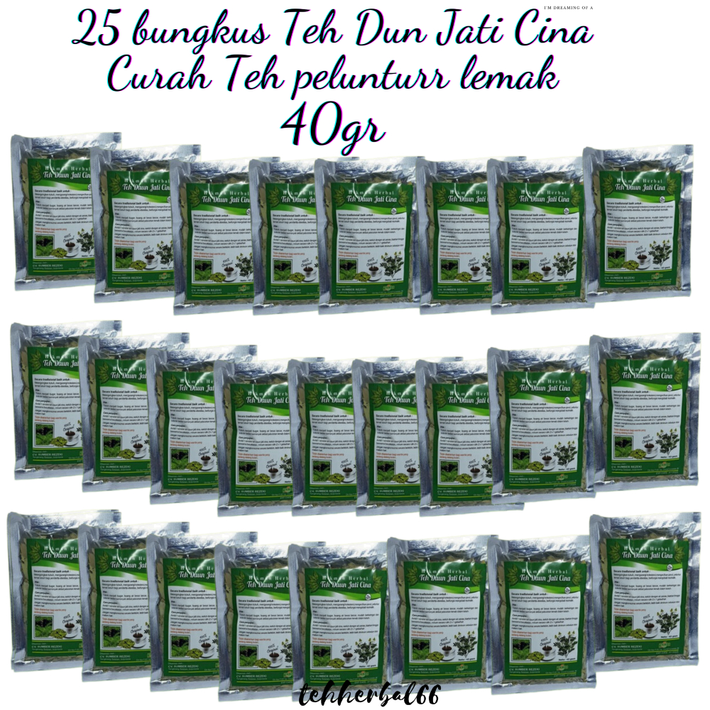 

PAKET MURAH 25 bungkus Teh Daun Jati cina Peluntur Lemak 40gr