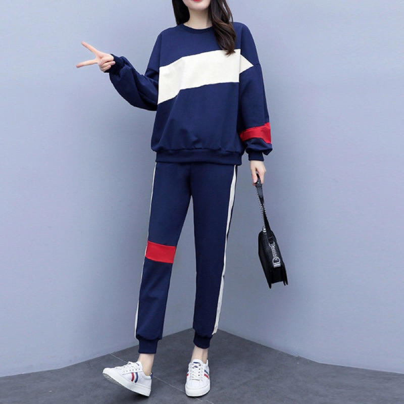 [AUDREY]setelan spandek olahraga sport casual wanita korean style lengan panjang