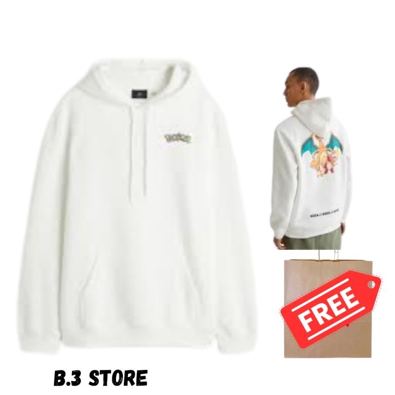 Hoodie Jaket HM Pokemon Broken White/BW Sweater Hoodie Cewek Cowok HnM Fulltag