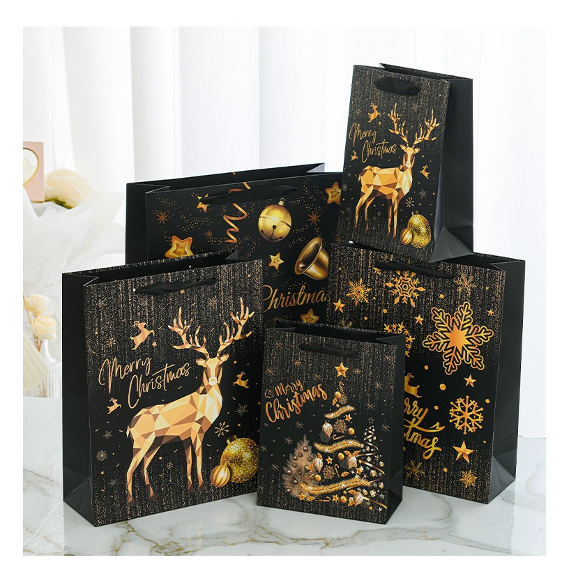 

Paperbag Natal Merry Christmas Black Gold Red Tas Hampers Lucu