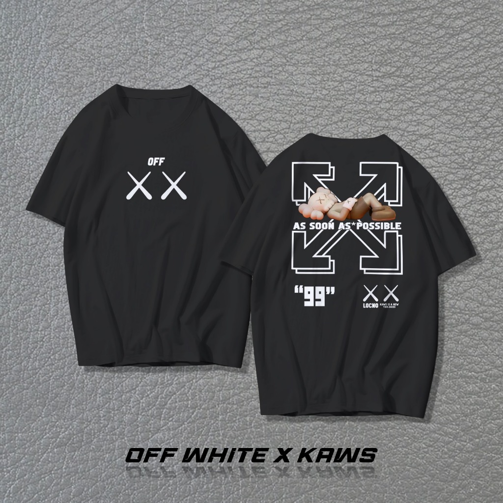 Baju Kaos T Shirt Cotton katun 100% original combed 24s Premium Pria Wanita Unisex off white x kaws