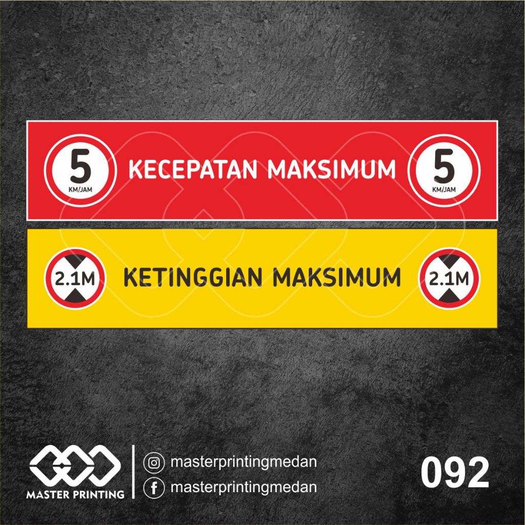 

092 - Stiker Batas Kecepatan dan Ketinggian Maksimum, Sticker Vinyl, Tahan Air, Termurah, Bisa Custo