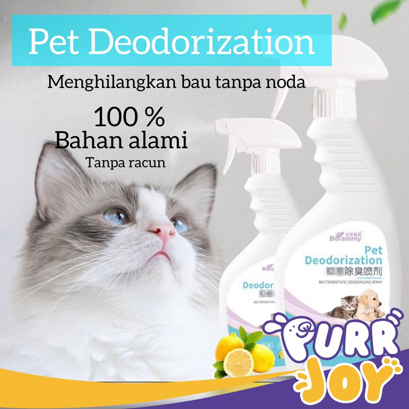 PURRJOY Borammy Pet Deodorization 500 ml / Penghilang Bau Kotoran Pipis Pesing Hewan Peliharaan Anjing Kucing / Spray Penghilang Bau Pesing Kandang Anjing Kucing