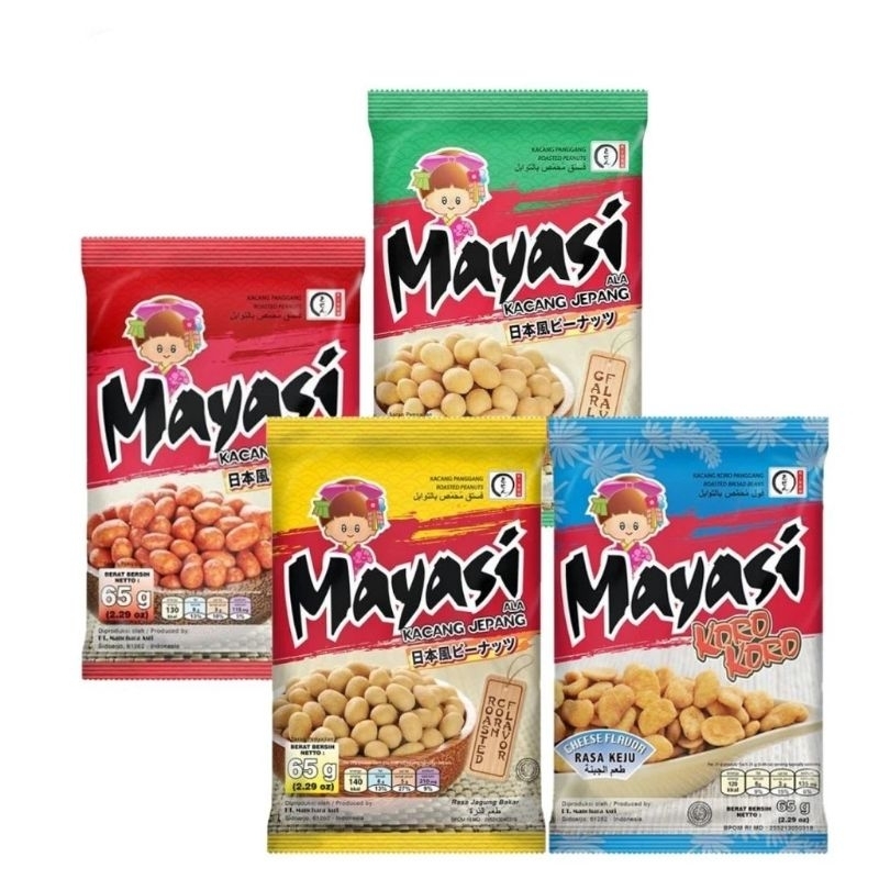 

Mayasi kacang Jepang rasa bawang / jagung /spicy /koro keju/ koro spicy 65 gram