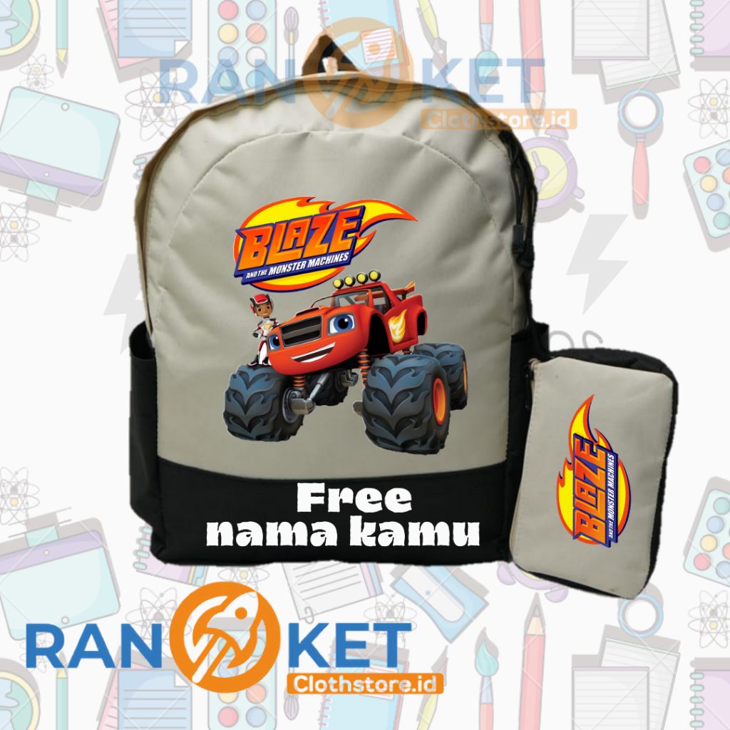 Tas Anak Hot Wheels Blaze Tas Anak Sekolah dan Tempat Pensil Custom Hot Wheels Blaze I Tas Ransel Ba