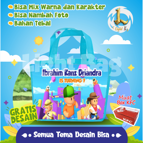 

TAS SOUVENIR ULTAH STUMBLE GUYS CUSTOM / TAS SOUVENIR PREMIUM / GRATIS DESAIN / BONUS FOTO ANAK / GOODIE BAG CUTE STUMBLE GUYS / TAS ULANG TAHUN STUMBLE GUYS / TAS ULTAH CUSTOM / TAS SOUVENIR 2 HARI JADI / TAS ULTAH / TAS ULANG TAHUN / BISA TAMBAH FOTO AN
