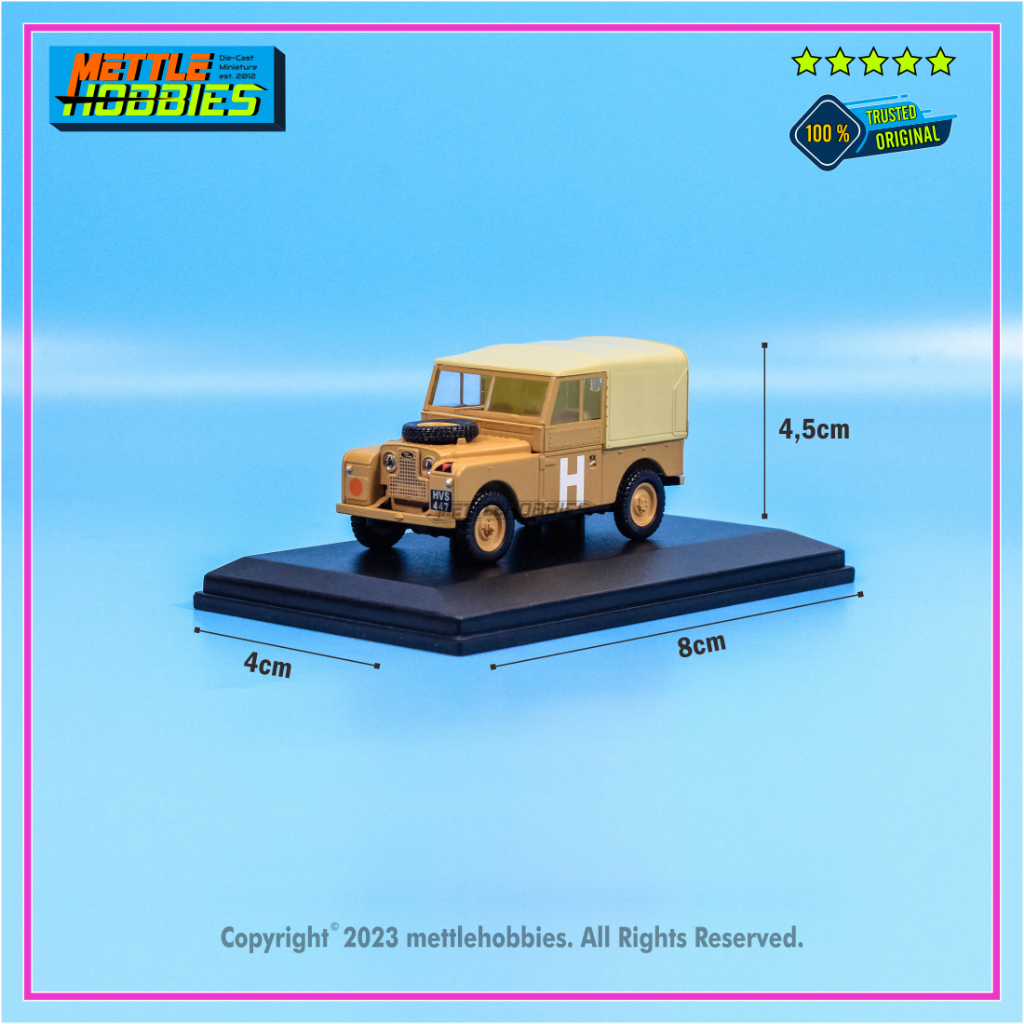 Oxford Land Rover 88 Series 1 Canvas Sand Military Diecast Miniatur Replika Mobil 1:43