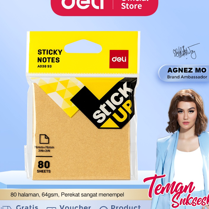 

Kirim Sekarang Deli kraft Sticky note pad 76x76mm 3 '' × 3 '' 80 halaman monokrom EA03893