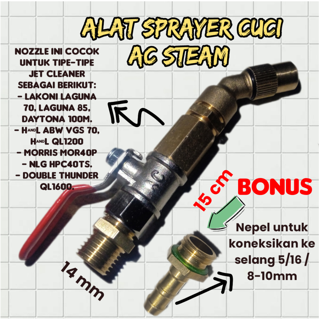 (1set) KRAN NOZEL STEAM CUCI AC STEAM KENDARAAN
