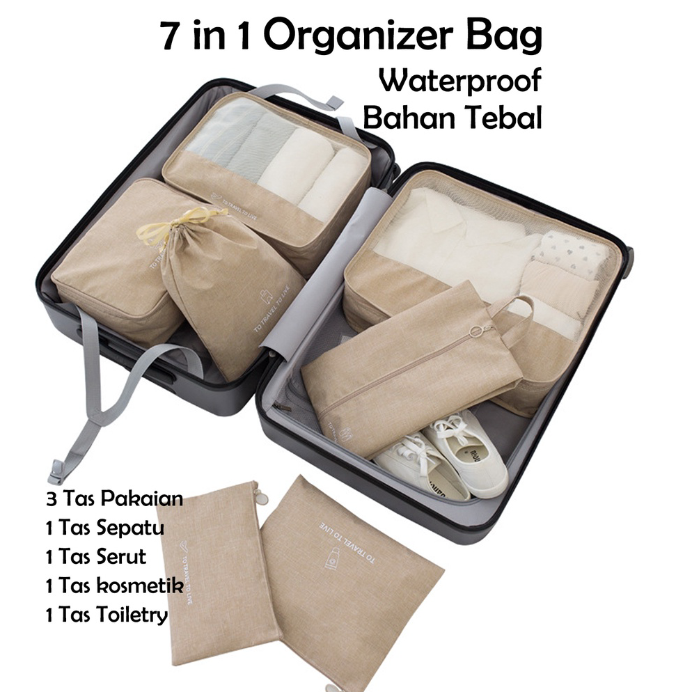 Gebyar promoIi7I2 7in1 New Travel Organizer Bag Pouch Tas Tempat Penyimpanan Baju Koper