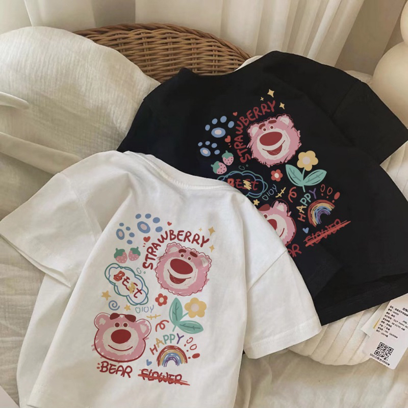 BAJU KAOS ANAK OVERSIZE PEREMPUAN/LAKI LAKI STRAWBERRY BEAR