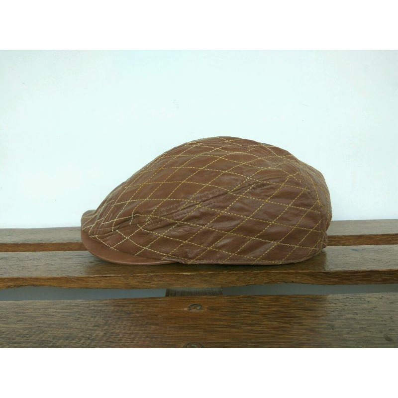 Topi Pet Kulit SHAMROCKS Japan Leather Flat Cap