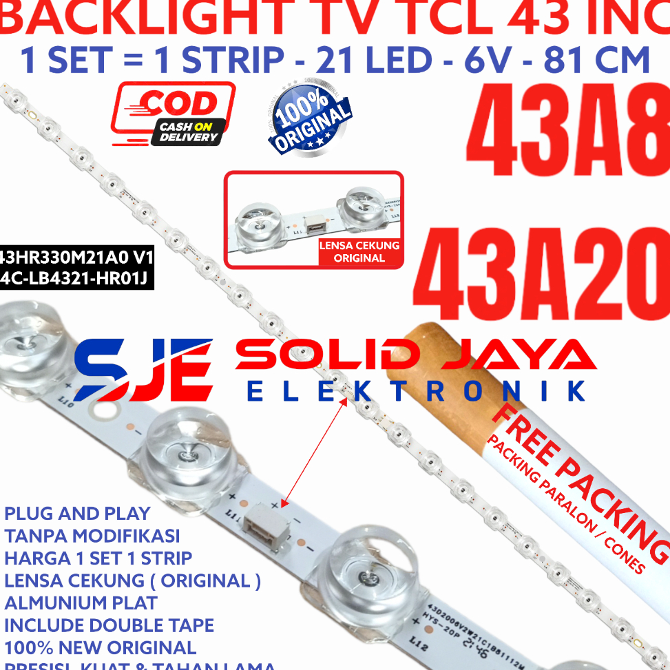 ❤[PROMO ⚡ALE]❤ BACKLIGHT TV LED TCL 43 INC 43A8 43A20 43A 8 20 LAMPU BL 21K 21LAMPU 21LED 21 6V 6 VO