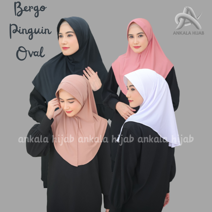 Hijab Bergo Pinguin Hamidah | Bergo Oval Pinguin | Kerudung Pinguin Jersey Premium | Jilbab Bergo Ha