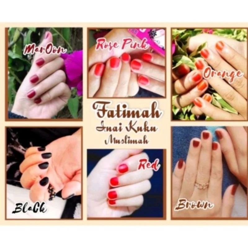 Inai kuku Fatimah maroon Inai kuku Fatimah red Inai kuku Fatimah pink Inai kuku Fatimah brown inai k