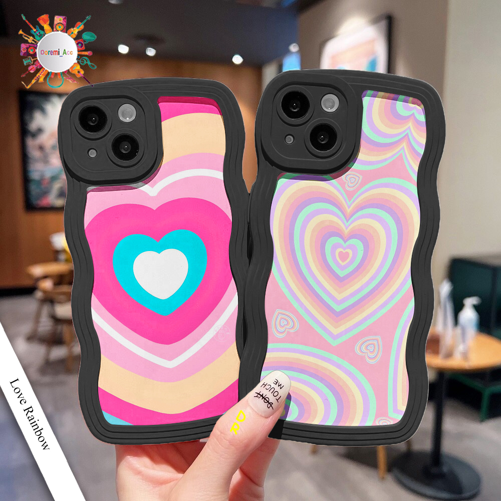 SOFTCASE GELOMBANG HITAM CUSTOM LOVE AESTHETIC UNTUK VIVO Y02 Y02T Y12 Y12S Y15 Y15S Y16 Y17 Y20 Y20