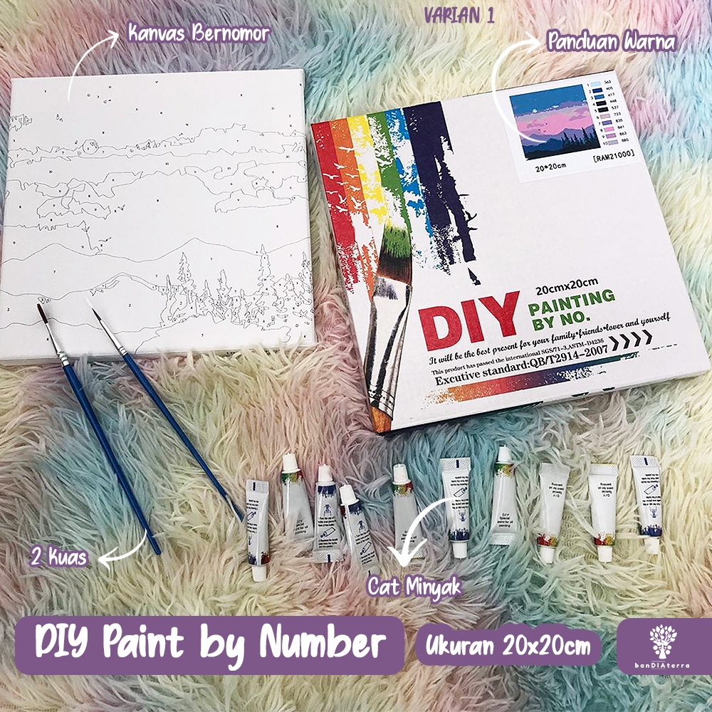 

Bandiaterra DIY Paint by Number KIT / Painting by Number / Set Alat Lukis Praktis ukuran 20x20cm (varian 1)