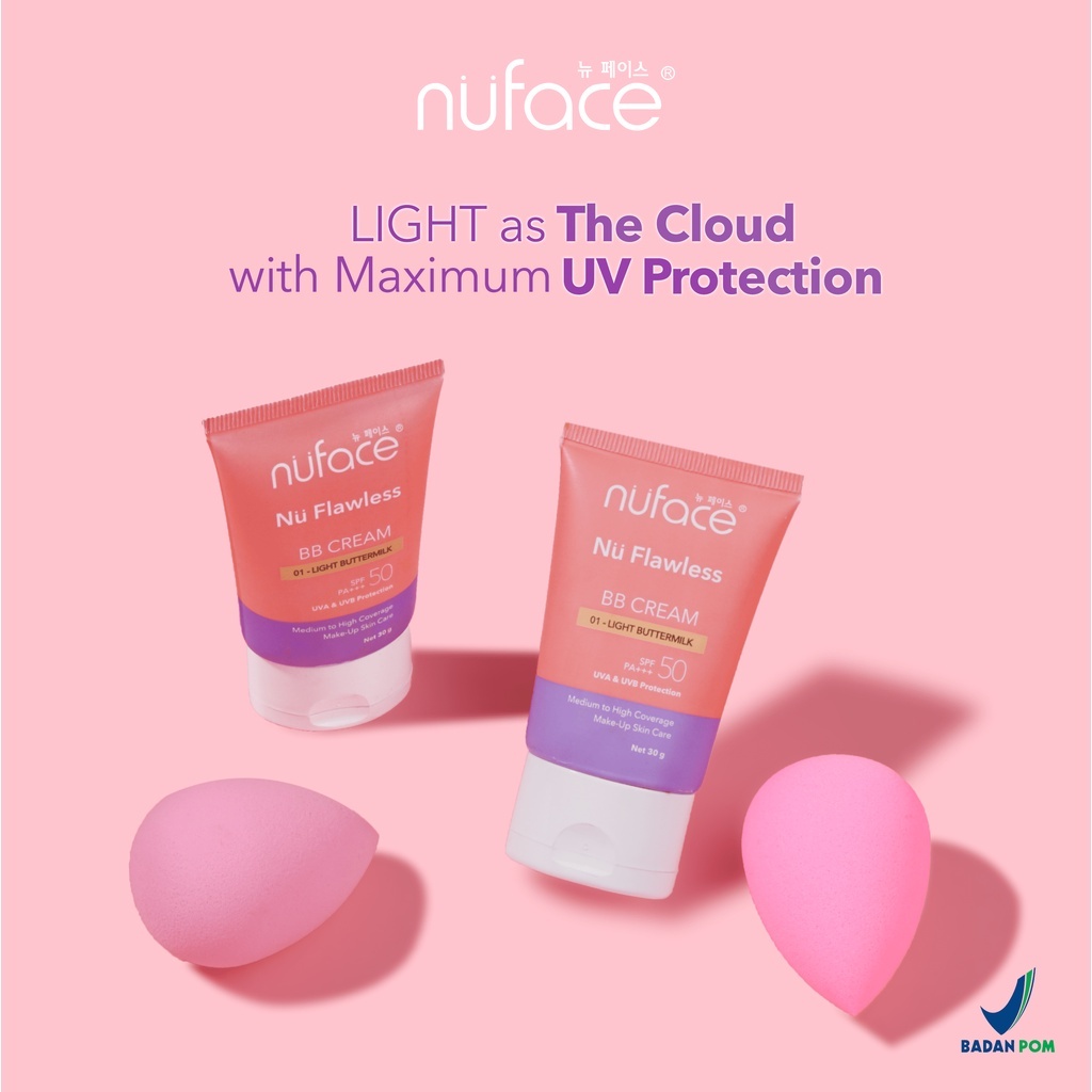 Nuface Nu Flawless BB Cream SPF 50 PA+++ UVA &amp; UVB Protection 30g Package
