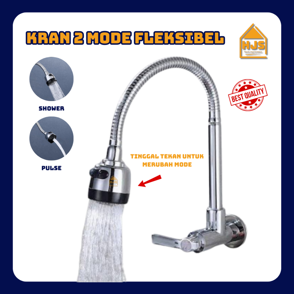 [HJS] Keran Air Angsa ABS Fleksibel 2 Mode - Keran Cuci Piring Angsa - Kran Sink Dapur Drat 1/2 Inch